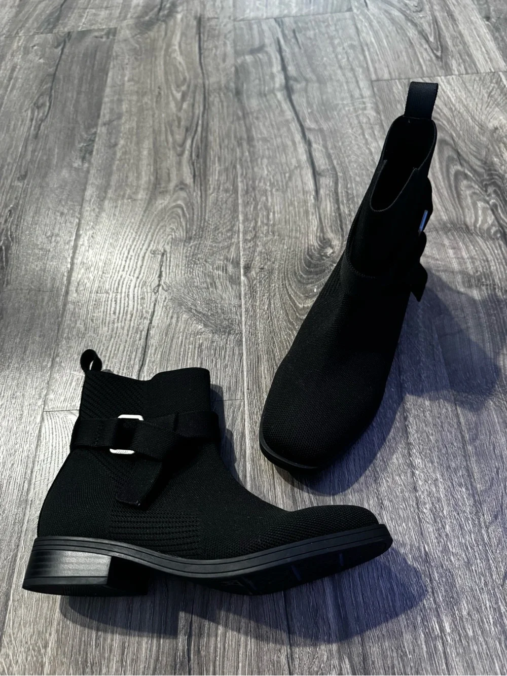 VIVAIA Black Knit Ankle Boots with Side Buckle Women size 38 7.5 booties - Picture 2 of 9